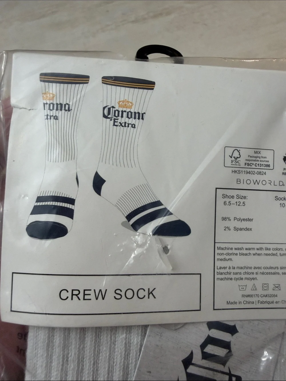White & Navy Crew Socks corona